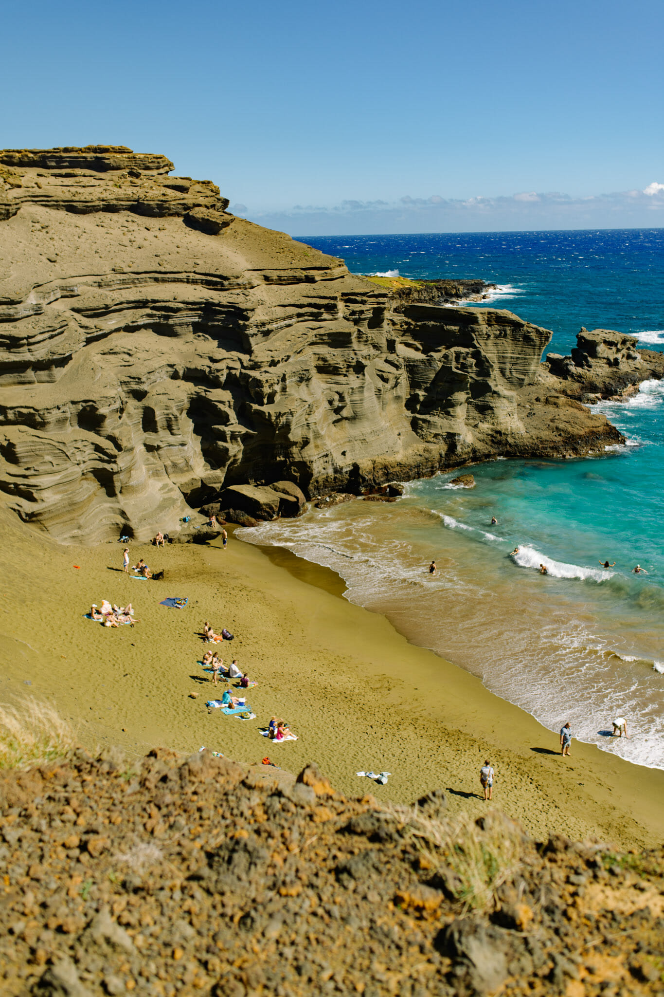 Green sand beach in hawaii