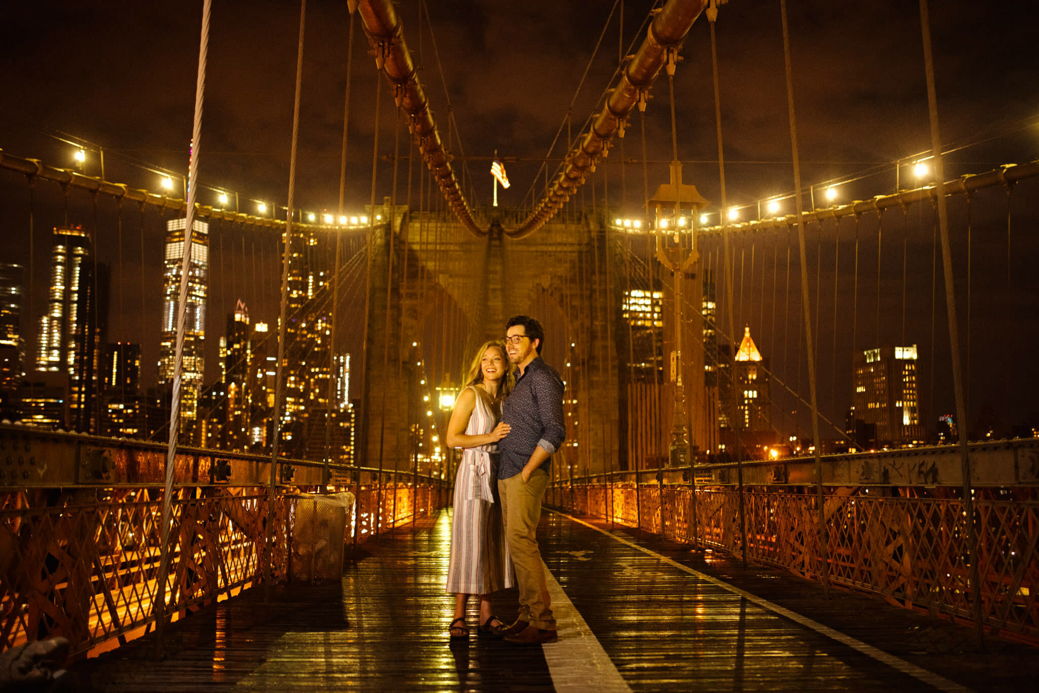 Couple on the Brooklyn Bridge