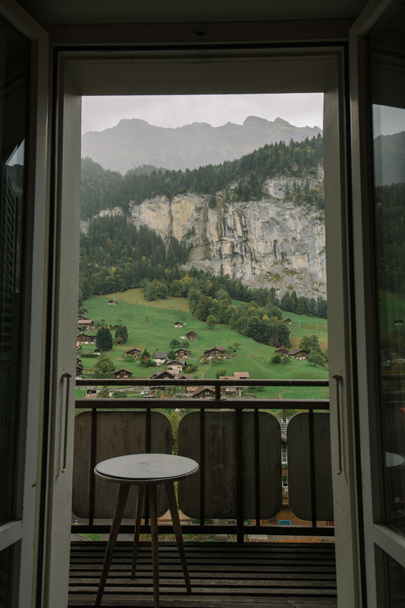 View out the window in Lauterbrunnen, Switzerland